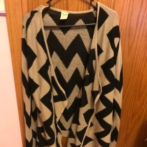 Plus size Tan & Black chevron cardigan sweater